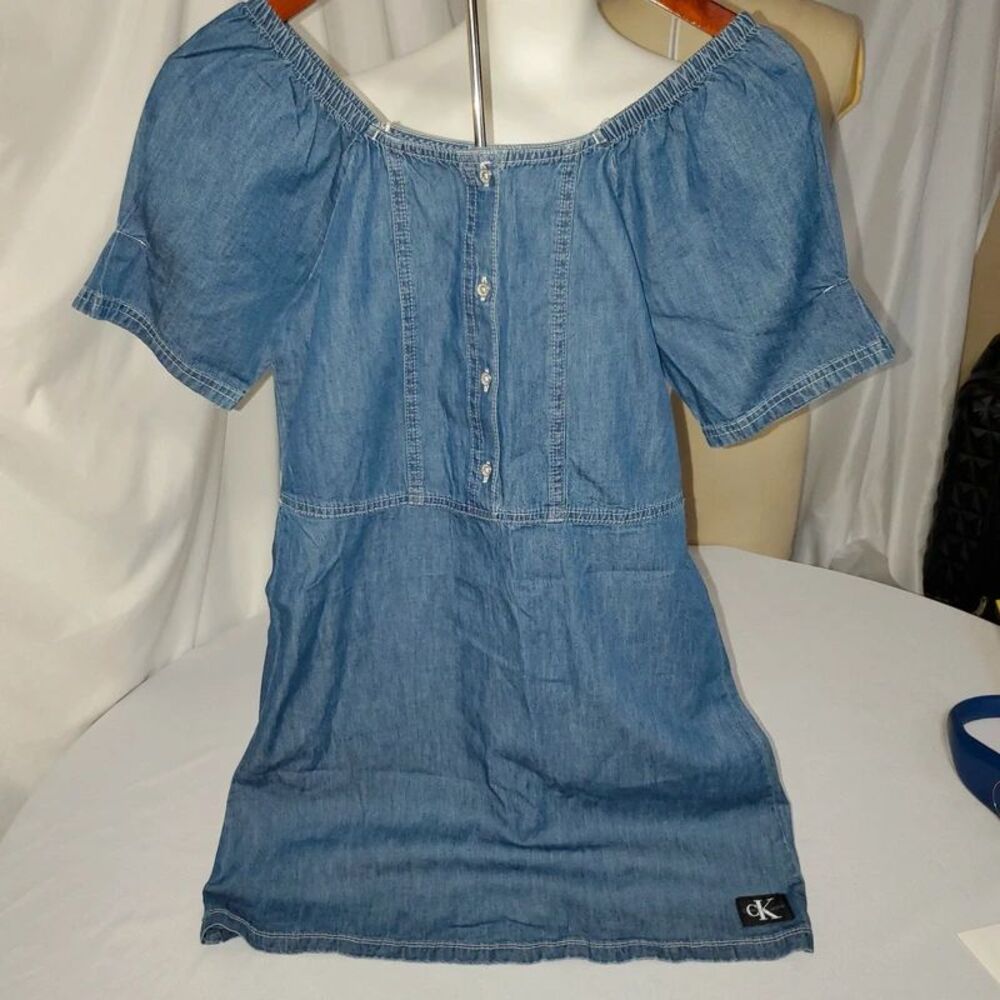 Calvin Klein NWT denim girls dress Lg 12/14
